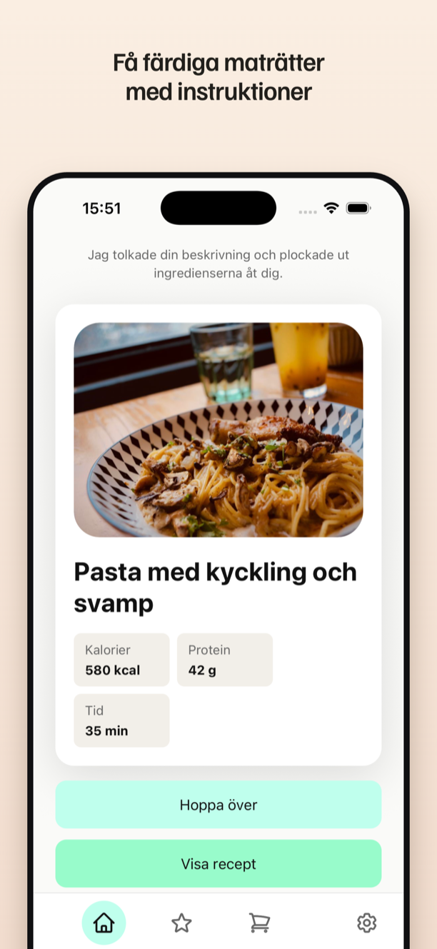 Skärmdump: Crave tolkar vad du har hemma